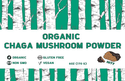 HITT Chaga Mushrooms Ground Powder - Organic Chaga Mushroom Tea, Chaga Drink Beverage and Smoothie, Vegan Friendly 6oz, 170 g