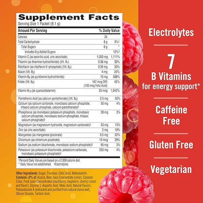 Emergen-C 1000mg Vitamin C Powder, with Antioxidants, B Vitamins and Electrolytes, Supplements for Immune Support, Caffeine Free Fizzy Drink Mix, Raspberry Flavor - 30 Count/1 Month Supply