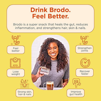 Brodo Deeply Rooted Organic Chicken Broth with Turmeric & Ginger, Nutrient-Rich Chicken Bone Broth Organic, High in Protein and Collagen for Wellness and Cooking, (6x 8.3 oz. Pouches)