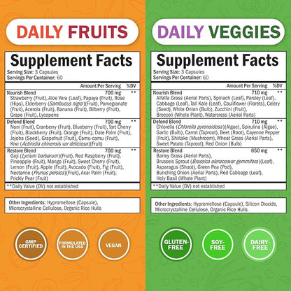 BioSchwartz Daily Fruits and Veggies Supplement for Women and Men (2 Month Supply) Plus Vitamin B Complex with Vitamin C (2 Month Supply)