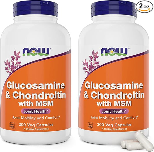 Now Glucosamine & Chondroitin with MSM, 300 Capsules (Pack of 2)