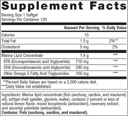 Metagenics OmegaGenics Fish Oil EPA-DHA 1000 mg - High Potency - Omega-3 Fish Oil Supplement - for Heart Health, Musculoskeletal Health & Immune System Health* - with DHA & EPA - 120 Softgels