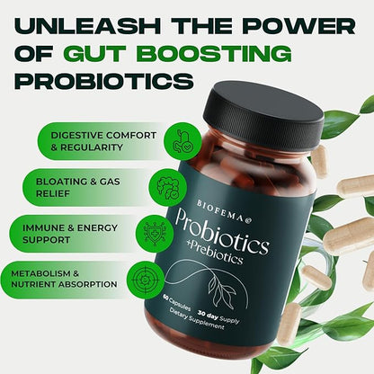 Targetted Delivery Probiotics + Prebiotic for Women - Probiotics for Digestive, Gut Health and Body Balance- 40 Billion CFUs - 4 Highly Researched Good Bacteria Strains - 60 Vegan Capsules