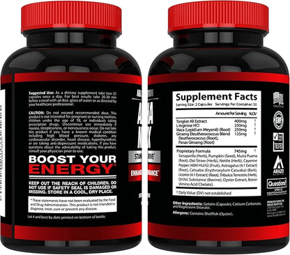 Arazo Nutrition Alphamaxx Health Supplement - Ginseng, Muira Puama, Tribulus - 60 Herbal Pill