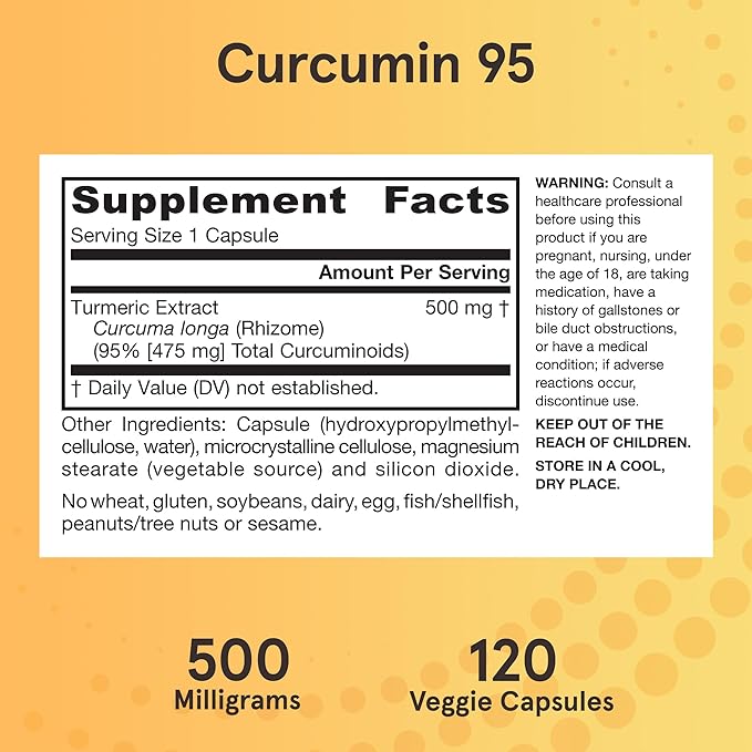 Jarrow Formulas Turmeric Curcumin Supplement - Curcumin 95, Turmeric Supplements, 500 mg for Antioxidant & Joint Support, 120 Capsules
