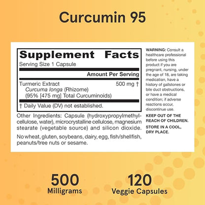 Jarrow Formulas Turmeric Curcumin Supplement - Curcumin 95, Turmeric Supplements, 500 mg for Antioxidant & Joint Support, 120 Capsules