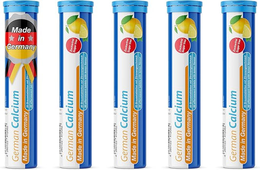 T&D German Calcium 500 mg - 100 Vegan Drink Effervescent Tablets - Lemon Lime Flavor - Made in Germany