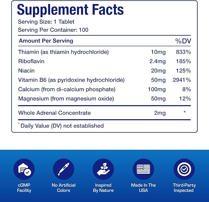 Calcium Magnesium B6 Supplement - Clinically Formulated Vitamin B6 50mg Complex for Energy Metabolism Krebs Cycle Heart Bone and Nerve Support with B1 B2 Niacin and Potassium (100 Servings)
