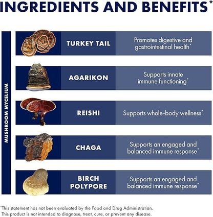 Host Defense MycoShield Throat Spray - Immune Health Support - Dietary Mushroom Supplement with Chaga, Reishi, Turkey Tail & More - On-The-Go Immune Support - Winter Mist, 1 fl oz (71 Servings)*