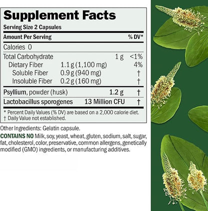 ANDREW LESSMAN Fibermucil 360 Capsules -Psyllium Husk Powder. Gently Promotes Regularity and Digestive Health. Rich in Fiber. Gentle, Easy, Effective. No Additives. Small Easy to Swallow Capsules