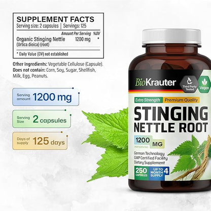 BIO KRAUTER Cats Claw Tincture 4 Fl. Oz. & Stinging Nettle 250 Capsules