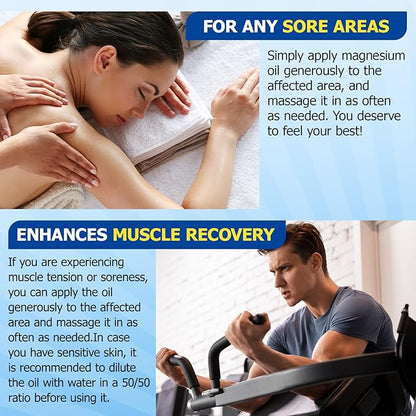 Pure Magnesium Oil Spray, Magnesium Oil for Feet, Topical Magnesium Spray Glass Bottle, Magnesium Spray for Feet, Magnesium Body Spray, Easy to Absorb & Use -2.0 oz