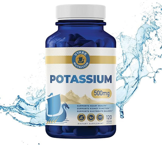 Potassium Citrate Capsules – High-Potency 500mg Potassium Per Serving | Supports Muscle Function, Electrolyte Balance & Heart Health | Vegan, Non-GMO, 120 Capsules
