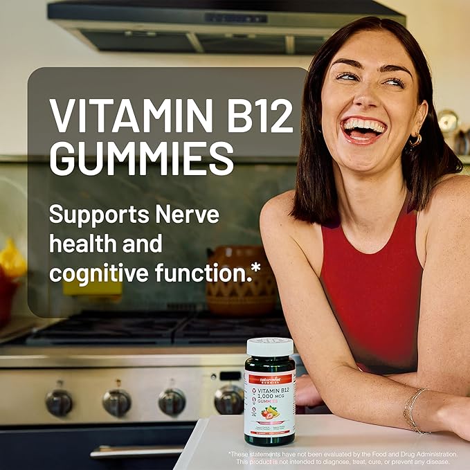 NatureWise Vitamin B12 Gummies for Adults, 1000 mcg - Strawberry Lemon Flavor - Supports Daily Energy, Mental Clarity, Cognitive Function - Vegan, Gluten-Free, Non-GMO - 90 Count[45-Day Supply]