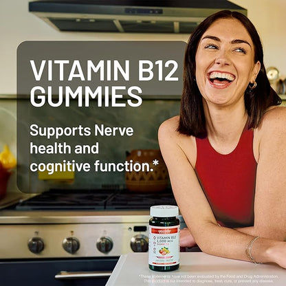 NatureWise Vitamin B12 Gummies for Adults, 1000 mcg - Strawberry Lemon Flavor - Supports Daily Energy, Mental Clarity, Cognitive Function - Vegan, Gluten-Free, Non-GMO - 90 Count[45-Day Supply]