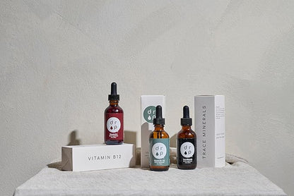 Drop Supplements Organic Trace Minerals Electrolyte Drops, Vitamin D3+K2 Drops and Vitamin B12 Liquid Drops Bundle