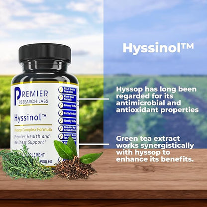Premier Research Labs Hyssinol - Hyssop Herb, Hyssop Capsules, Organic Hyssop Dry Herb, Dietary Supplement with Green Tea, Antioxidant Support - 60 Vegetarian Capsules
