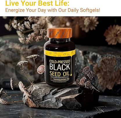Cold-Pressed Black Seed Oil, 2% Thymoquinone, 500 MG per Capsule, 60 Count