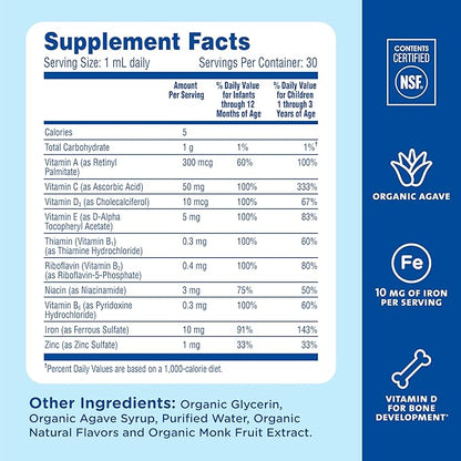 Mommy's Bliss Baby Multivitamin + Iron, Daily Essential Vitamins for Immune Support, Healthy Growth & Bone Development*, Age 2 Months+, 30 ml, Liquid