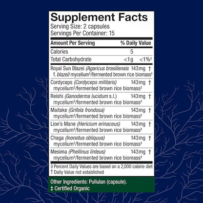 Host Defense Stamets 7-7 Species Blend - Mushroom Supplement for Immune Support - Includes Royal Sun Blazei, Cordyceps, Reishi, Maitake, Lion's Mane, Chaga & Mesima - 30 Capsules (15 Servings)*
