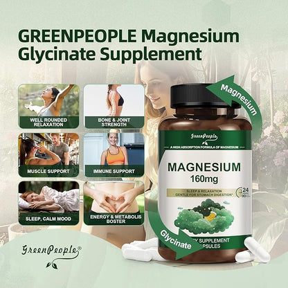 Magnesium Glycinate 800mg Chelated Supplement,160mg Magnesium Per Serving - 99% High Absorption - Supports for Muscle, Joint Health, Heart & Sleep - 180 Veggie Capsules