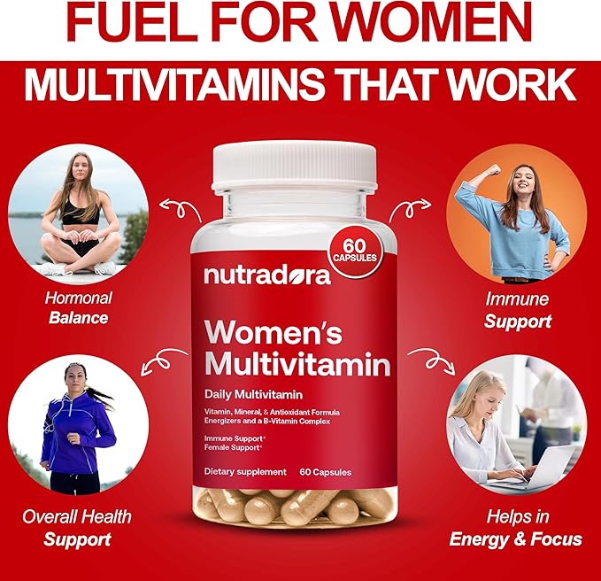 Multivitamin for Women - Womens Multivitamin & Multimineral Supplement for Energy, Mood, Hair, Skin & Nail - Womens Daily Multivitamins A, B, C, D, E, Zinc & More Women's Vitamins Capsules