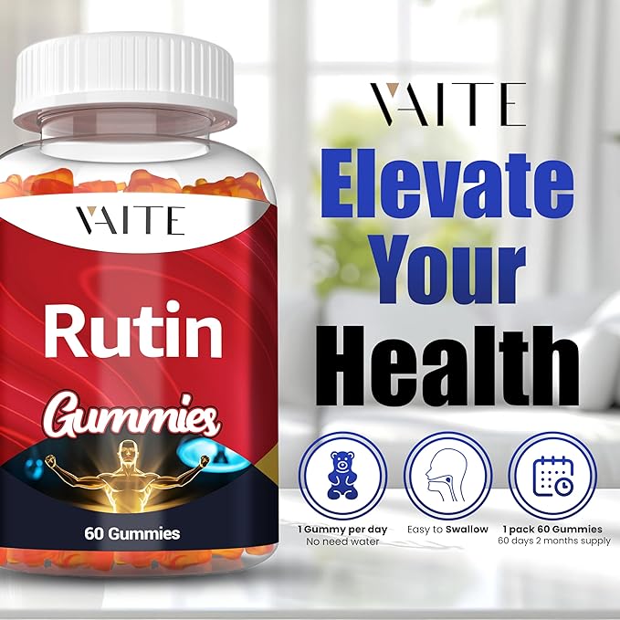 Rutin Supplement 500mg - Sophora Japonica Extract with Bioflavonoids - Antioxidant & Wellness Chewables for Daily Use - Plant-Based Flavonoid Complex - Supports General Well-Being - 60 Vegan Gummies