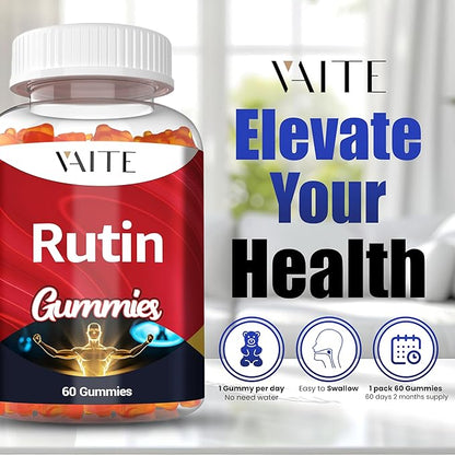 Rutin Supplement 500mg - Sophora Japonica Extract with Bioflavonoids - Antioxidant & Wellness Chewables for Daily Use - Plant-Based Flavonoid Complex - Supports General Well-Being - 60 Vegan Gummies