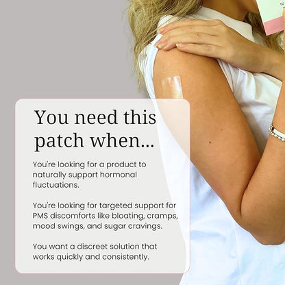 PreMenstrual Patch for Women - 30 Topical PMS Period Cycle Menstrual Patches, Vitex Chasteberry, Magnesium, Evening Primrose Oil, Dong Quai Extract, Curcumin, Vitamin B6 & E