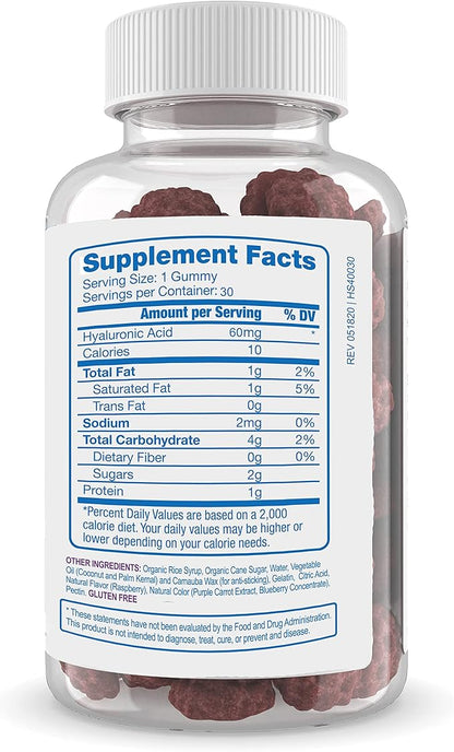 Hyalogic Hyaluronic Acid Gummies Mixed Berry Flavor HA Gummies – Gluten-Free Gummy Vitamins for Adults - HA Supplement for Skin & Eyes (30 Count)
