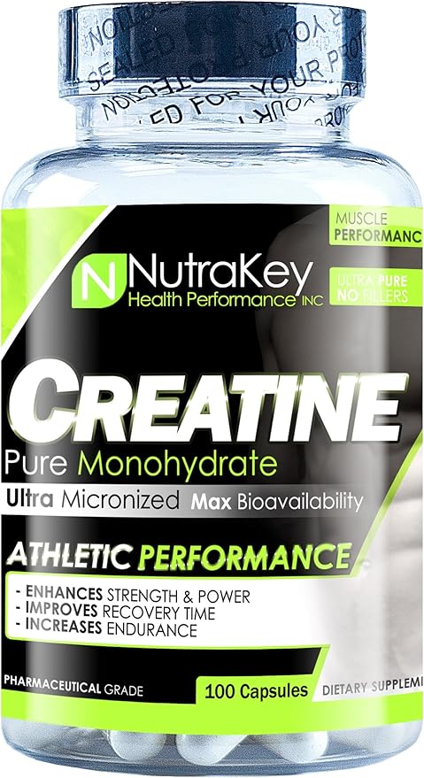 Nutrakey Creatine Monohydrate Capsules, Ultra-micronized Formula for Maximum bioavailability