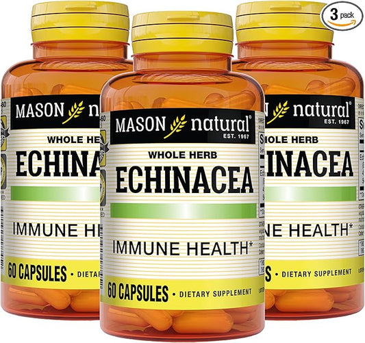 MASON NATURAL Echinacea - Immune System Booster, Supports Overall Health, Herbal Supplement, 60 Capsules (Pack of 3)