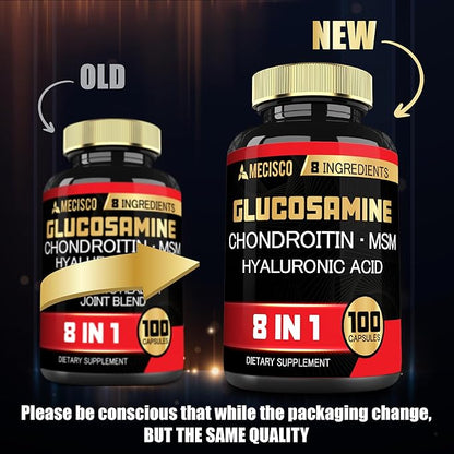 7000mg Glucosamine Chondroitin MSM with Immune & Joint Support Supplement - Support Bone, Joint Health, Immune System & Overall Health - 100 Capsules