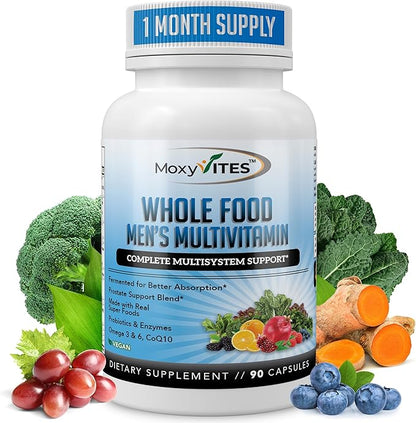 Methylated Mens Multivitamins - Daily Mens Vitamins with 44 Organic Whole Food - Multivitamin for Men with Iron & Fermented Nutrients - Vegan Daily Vitamin for Men with B-Complex, Probiotics, Omegas