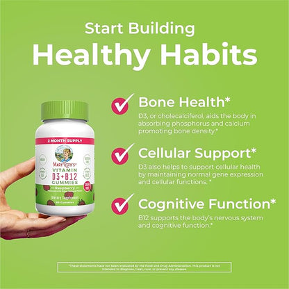 MaryRuth Organics Sugar Free | 2 Month Supply | Vitamin D & B12 Vitamin Supplements for Adults & Kids | Bone Health | Immune Support | Vegan | Non-GMO | 60 Servings