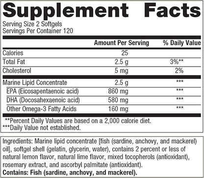 Metagenics OmegaGenics Fish Oil EPA-DHA 720 mg - Omega-3 Fish Oil Supplement - High Potency - for Heart Health, Musculoskeletal Health & Immune System Health* - with DHA & EPA - 240 Softgels