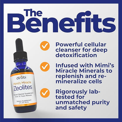 Mimi's Miracle Zeolites: Micronized Zeolite Supplement Liquid with 70 Trace Minerals - Supports Cell Restoration, Immune & Digestive Tract Health - (4 oz Bottle, 60 Day Supply)
