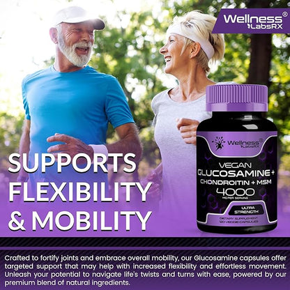 Glucosamine Chondroitin MSM - 4000mg - Joint Support Supplement, Glucosamine Chondroitin Capsules, Helps with Back Pain, Knee Pain Relief, Joint Pain Relief Supplements Triple Strength - 120 Count
