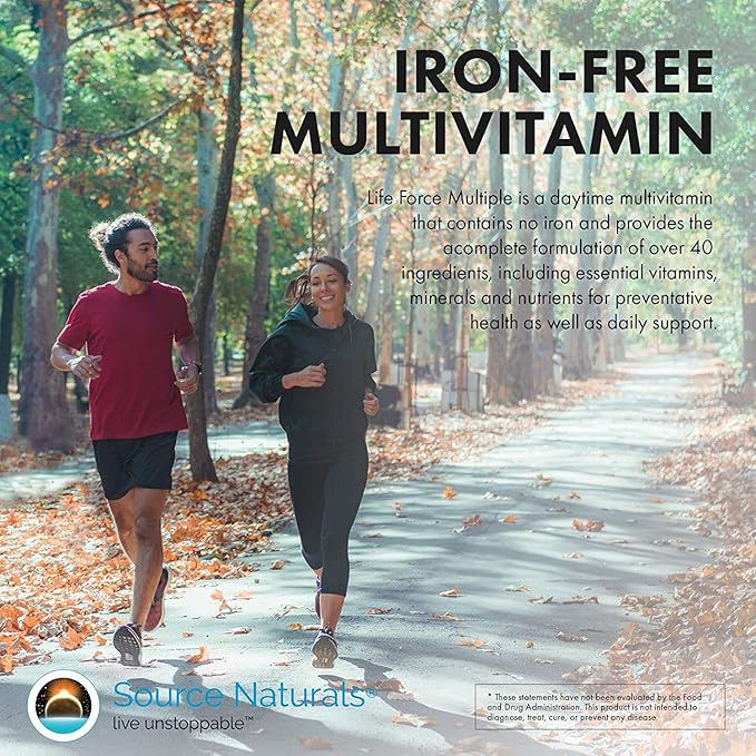 Source Naturals Life Force Multiple, Energy Activator* Iron Free, Daily Multivitamin High Potency Essential Vitamins, Minerals, Antioxidants & Nutrients - 180 Capsules