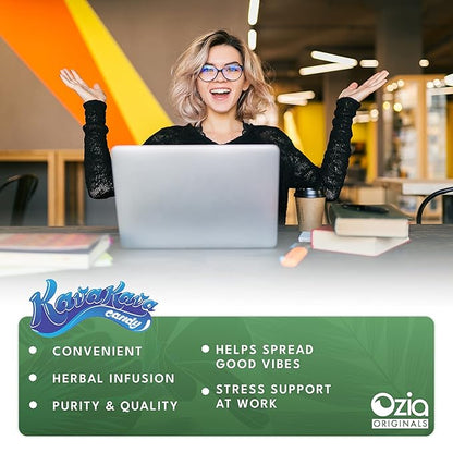 Ozia Originals Kava Kava Candy - 8 Kava Candies Per Pack, Kava Extract Stress Relief Supplement, Natural Kava Root Chill Happy Pill, Encourages Positive Mood - Coconut Cream Flavor, 1 Box (12 Packs)