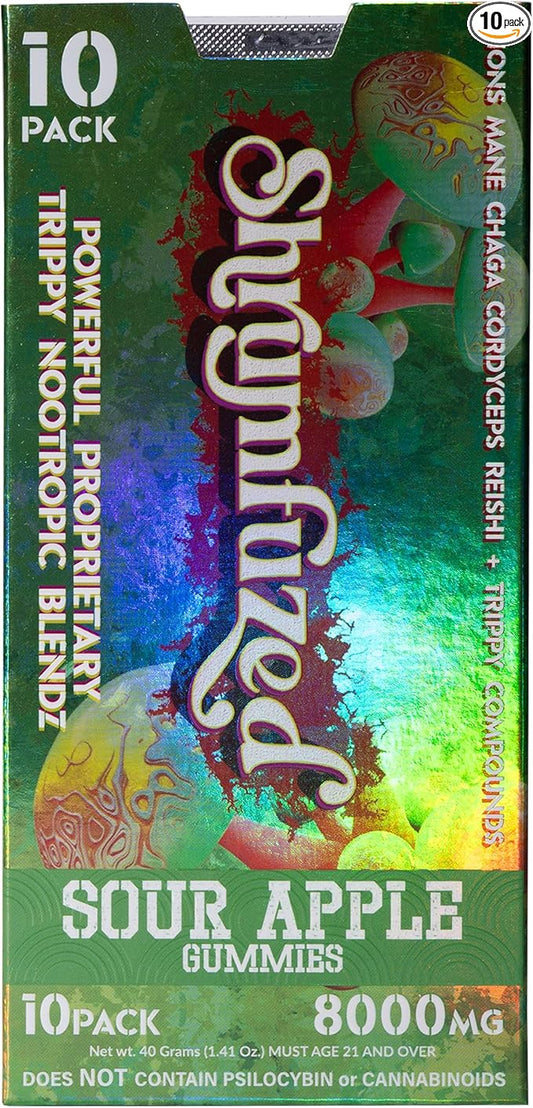 Proprietary Nootropic Gummy 8000mg - Lion's Mane, Reishi, Chaga, and Cordycep Nootropic Tripee Mushroom Blend (10, Sour Apple)