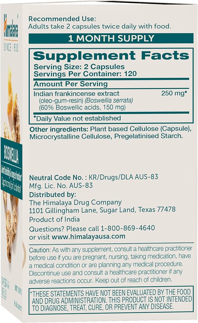 Himalaya Boswellia, Joint Support for Mobility and Flexibility, Promotes Tissue Preservation, 250 mg, 240 Capsules