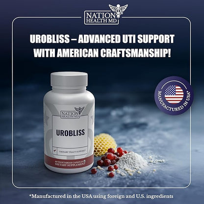 UroBliss Formula for Urinary Tract Support - D Mannose 1000mg Capsules with Cranberry Extract for Feminine Care and UTI-Health, 60 Capsules