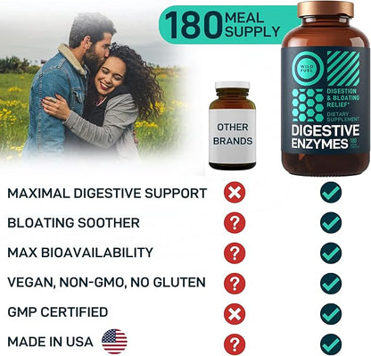Digestive Enzymes with Probiotics and Prebiotics - Gut Health & Digestion Supplement with Artichoke Ginger Turmeric – Vegan Enzyme Complex for Digestive Health and Bloating Support - 180 Caps