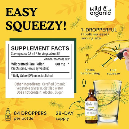 Wild & Organic Pine Pollen Tincture 2 fl oz & Stinging Nettle Root Tincture 2 fl oz
