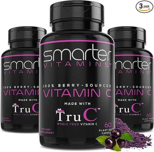 (3 Pack) Raw Whole Food Vitamin C Natural Immune Support from Berries, Premium Antioxidants, Bioflavonoids & Polyphenols, 180 Vegan Capsules