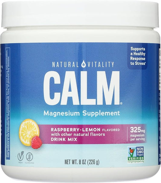 NATURAL VITALITY Raspberry Lemon Calm Magnesium Drink Mix, 8 OZ