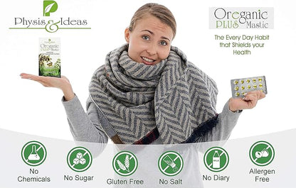 Oreganic Plus Mastic - Oregano Essential Oil Capsules & Chios Mastic Gum Oil - Wild Oregano Oil Capsules Organic - Immune Booster and Intestinal Support - Non-GMO - 30 Count Blister