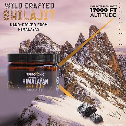 NutroTonic® Organic SHILAJIT Gummies | Peach & Vanilla Flavor | Wild Crafted Manuka Honey MGO +263 | Heart, Brain, Cellular Health | 30 Healthy Gummies | Proudly Made in USA with the Finest Ingredients