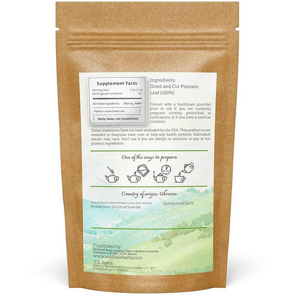 4 oz. Broadleaf Plantain Leaf Herb Tea Dried Plaintains Leaves (Plantago Majoris Folia) - 113g Greater Plantain Leaf Tea Llanten